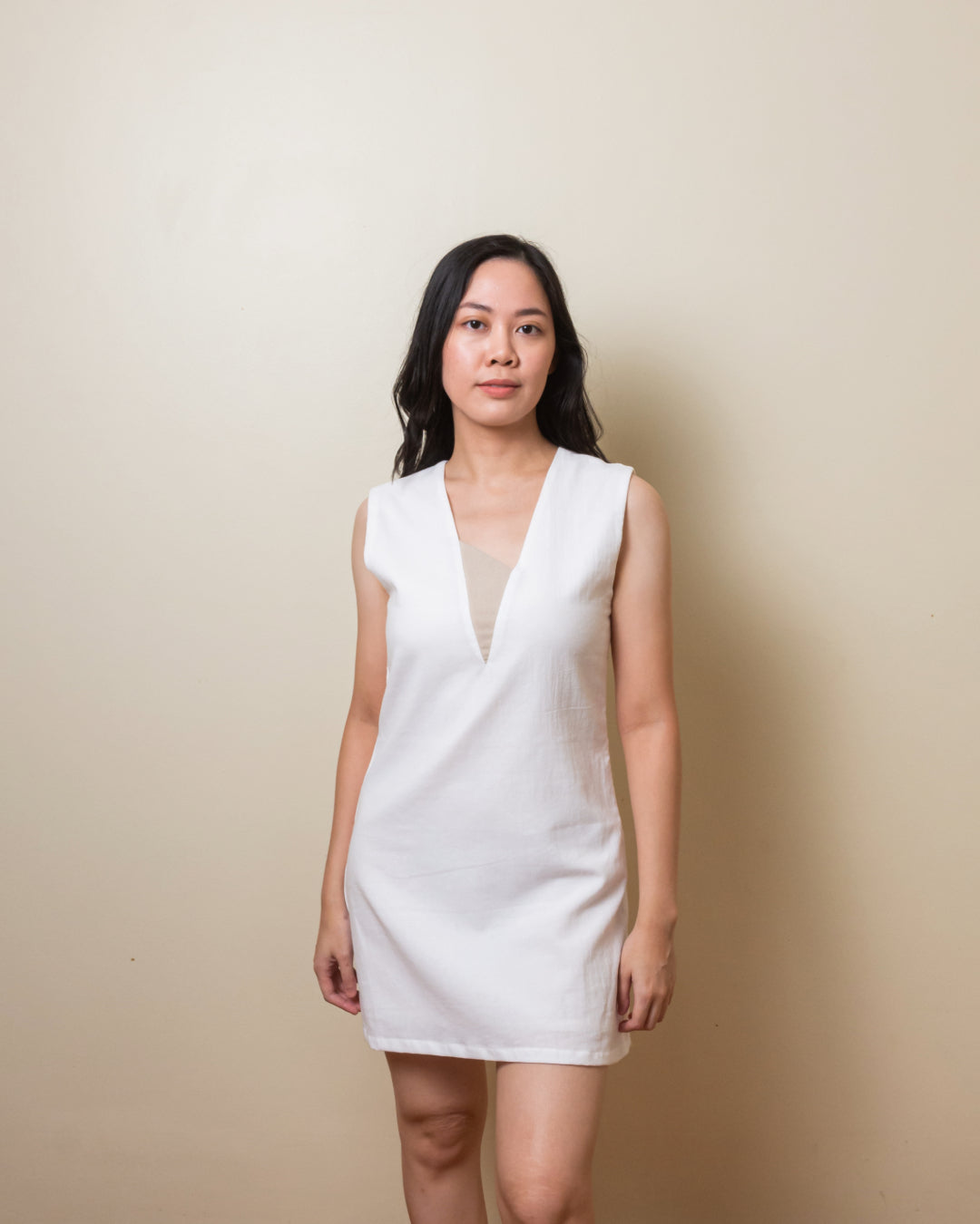 Front Detail Mini Dress - Cloud White