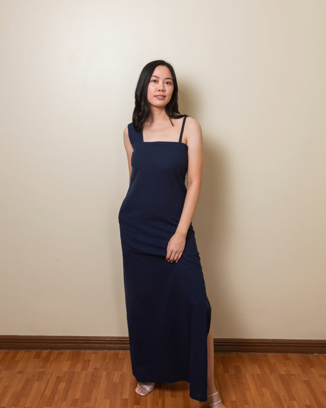 Accent Strap Maxi Dress - Deep Blue