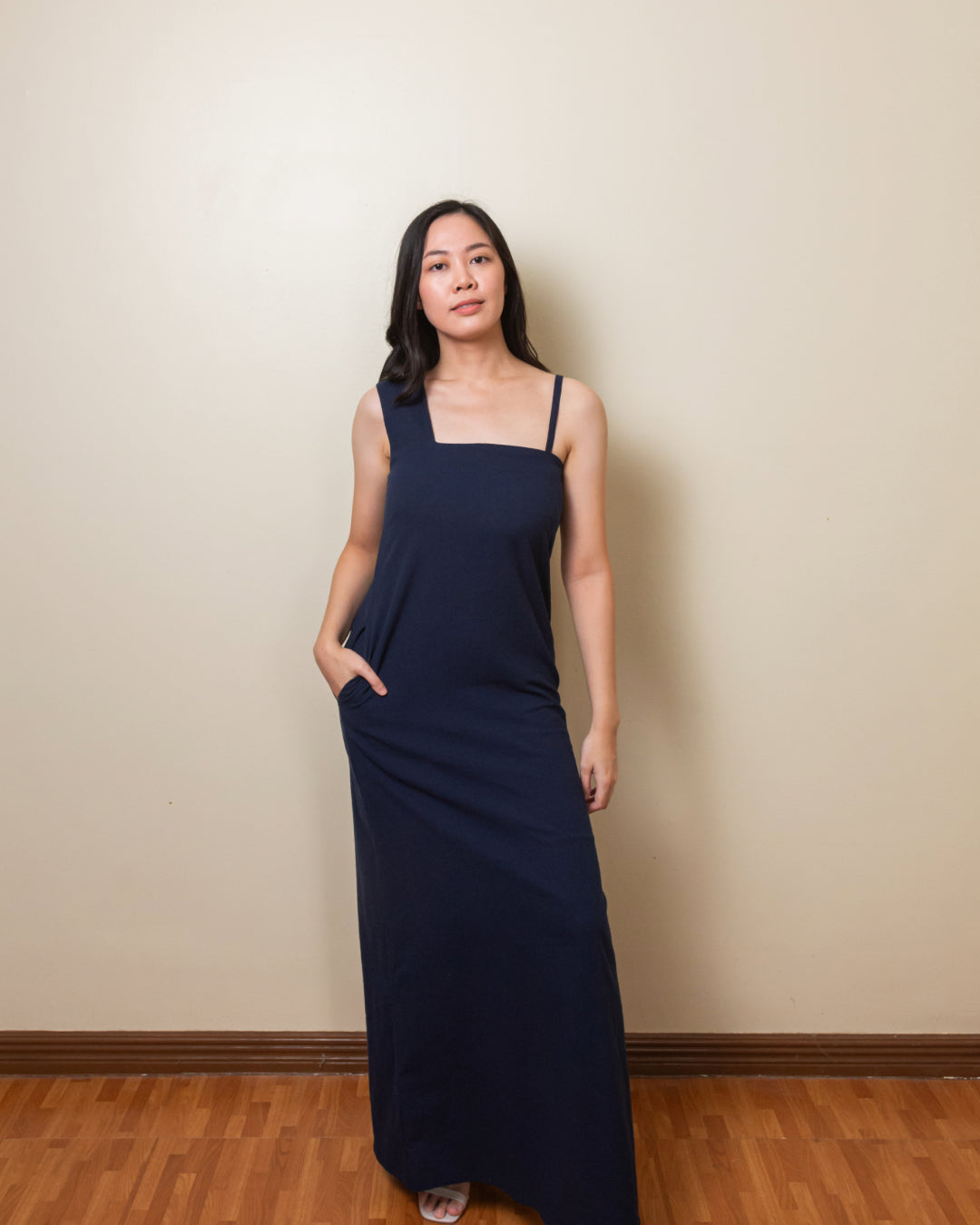Accent Strap Maxi Dress - Deep Blue